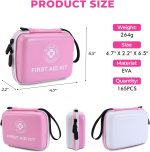 Small First Aid Kit - 165 Pieces Two Tone Emergency Kit with Hard Shell and Fluorescent Exterior Coating, Emergency First Aid Kit for Home, Car, Travel, Hiking and Outdoor - Image 2