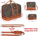 Weekender Bag for Women, Large Overnight Bag Canvas Travel Duffel Bag Carry On Tote with Shoe Compartment 21" 3Pcs Set - Image 4