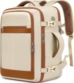 Carry On Backpack, Travel Backpack, Beige, Large-25L, Travel