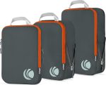 Cipway Compression Packing Cubes, 3 Set Compressible Packing Cubes Travel Organizer, Expandable Travel Essentials for Carry-On Luggage, Suitcase & Backpack (Grey)