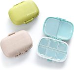 MEACOLIA 3 Pack Travel Pill Organizer, 8 Compartments Pill Box