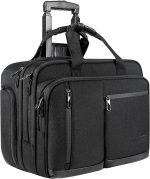 VANKEAN 17.3 Inch Rolling Laptop Bag for Men，Stylish Carry on Briefcase Laptop Case Water-Proof Overnight Rolling Computer Bag with RFID Pockets Laptop Bags for Travel/Work/School-Black