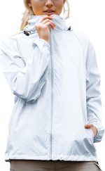Women's Lightweight Rain Jacket Waterproof Packable Raincoat Sun Protection Hoodies Golf Hiking Travel Windbreaker